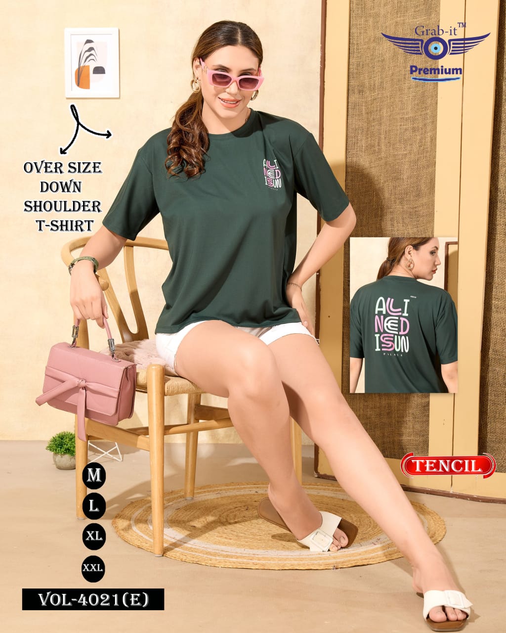 Plain Vol 4021 E Grab It Tencil Women Oversized Tshirt Manufacturer India