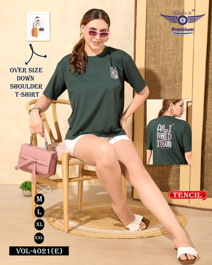 Plain Vol 4021 E Grab It Tencil Women Oversized Tshirt Manufacturer India
