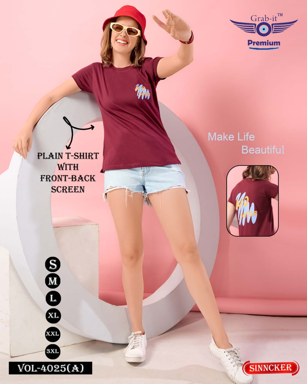 Plain Vol 4025 A Grab It Sinker Women Tshirt Manufacturer
