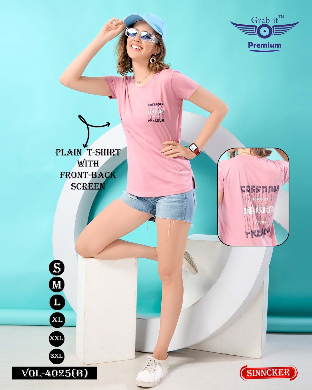 Plain Vol 4025 B Grab It Sinker Women Tshirt Wholesaler India