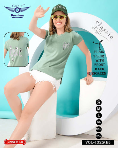 Plain Vol 4025 B Grab It Sinker Women Tshirt Wholesaler India