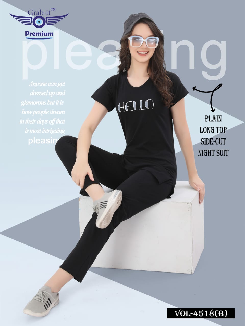 Plain Vol 4518 B Grab It Sinker Kurta Night Suits Supplier