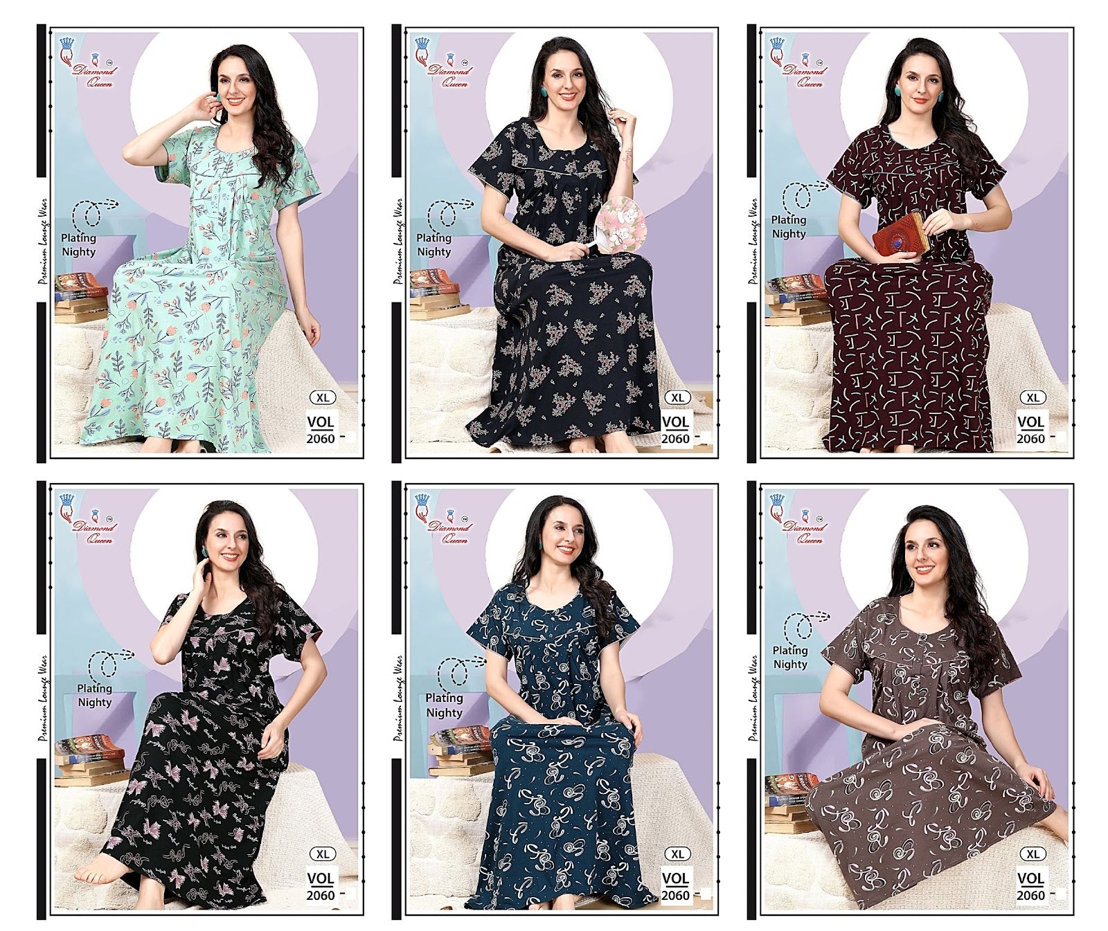 Plating Vol 2060 Diamond Queen Sinker Night Gowns Exporter