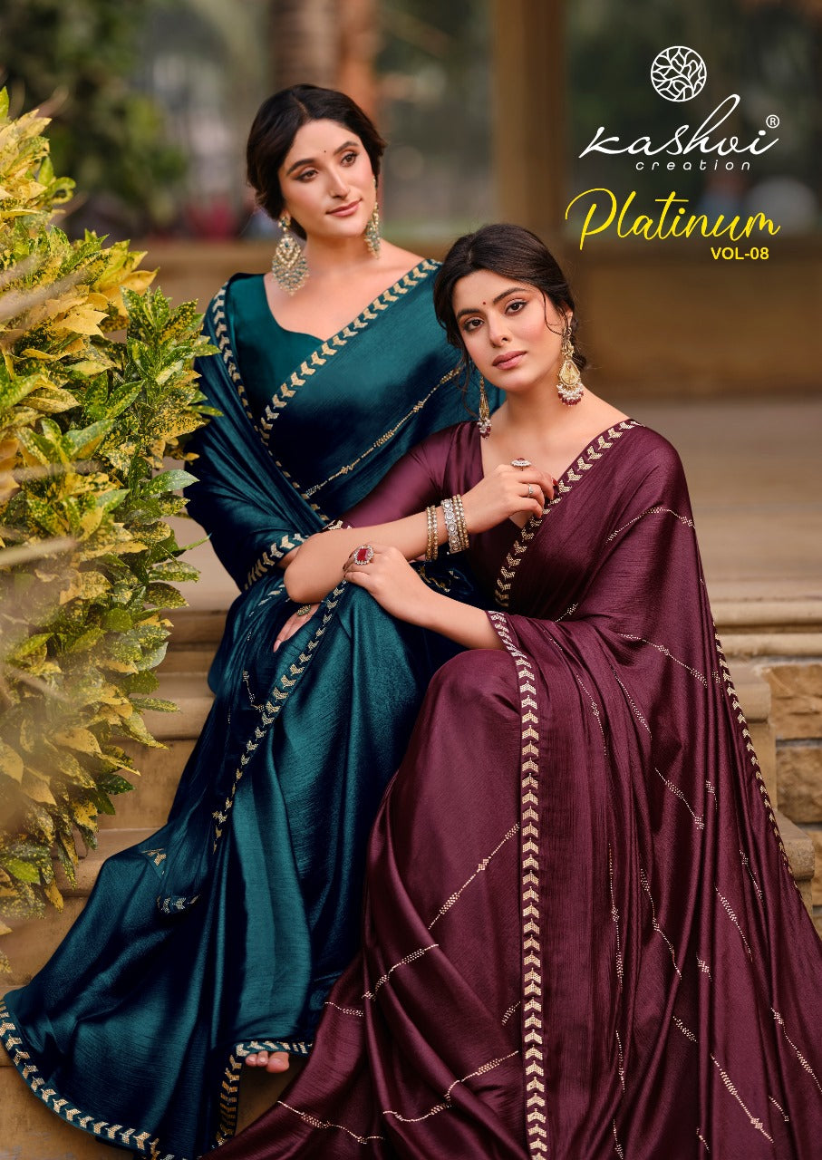 Platinum Vol 8 Kashvi Creation Soft Silk Sarees Exporter Ahmedabad