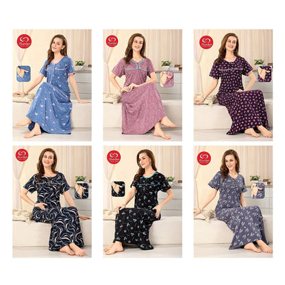 Pleated Design Slumber Cotton Night Gowns Exporter Gujarat