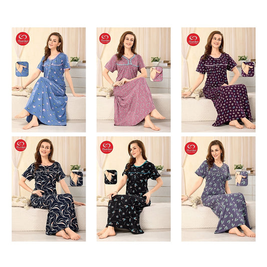 Pleated Design Slumber Cotton Night Gowns Exporter Gujarat