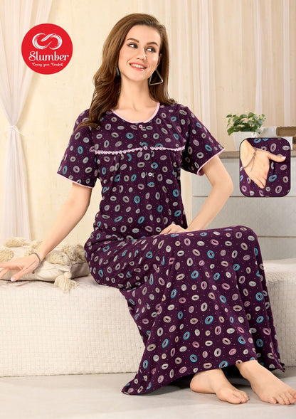 Pleated Design Slumber Cotton Night Gowns Exporter Gujarat