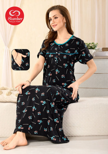 Pleated Design Slumber Cotton Night Gowns Exporter Gujarat