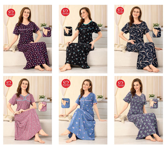 Pleated Sinker 24 Slumber Cotton Night Gowns Wholesale