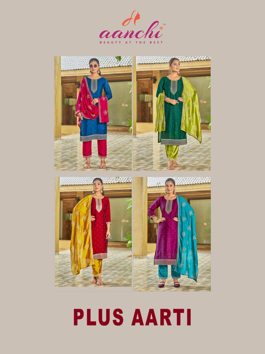 Plus Aarti Aanchi Vichitra Silk Readymade Pant Style Suits Exporter India