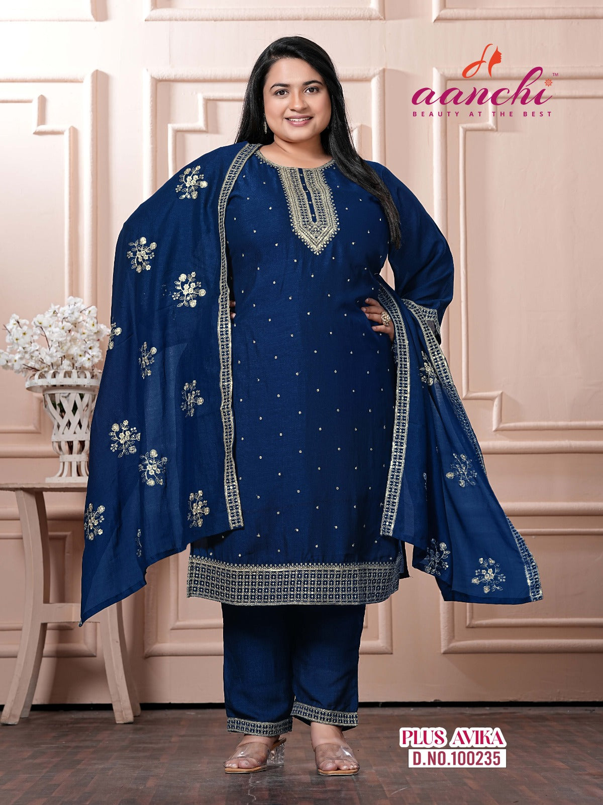 Plus Avika Aanchi Vichitra Silk Readymade Pant Style Suits Wholesaler India