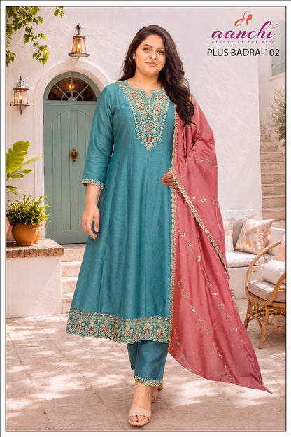 Plus Badra Aanchi Vichitra Silk Readymade Anarkali Suits Manufacturer Ahmedabad