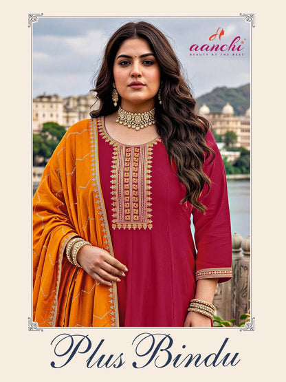 Plus Bindu Aanchi Vichitra Silk Readymade Anarkali Suits Manufacturer Ahmedabad
