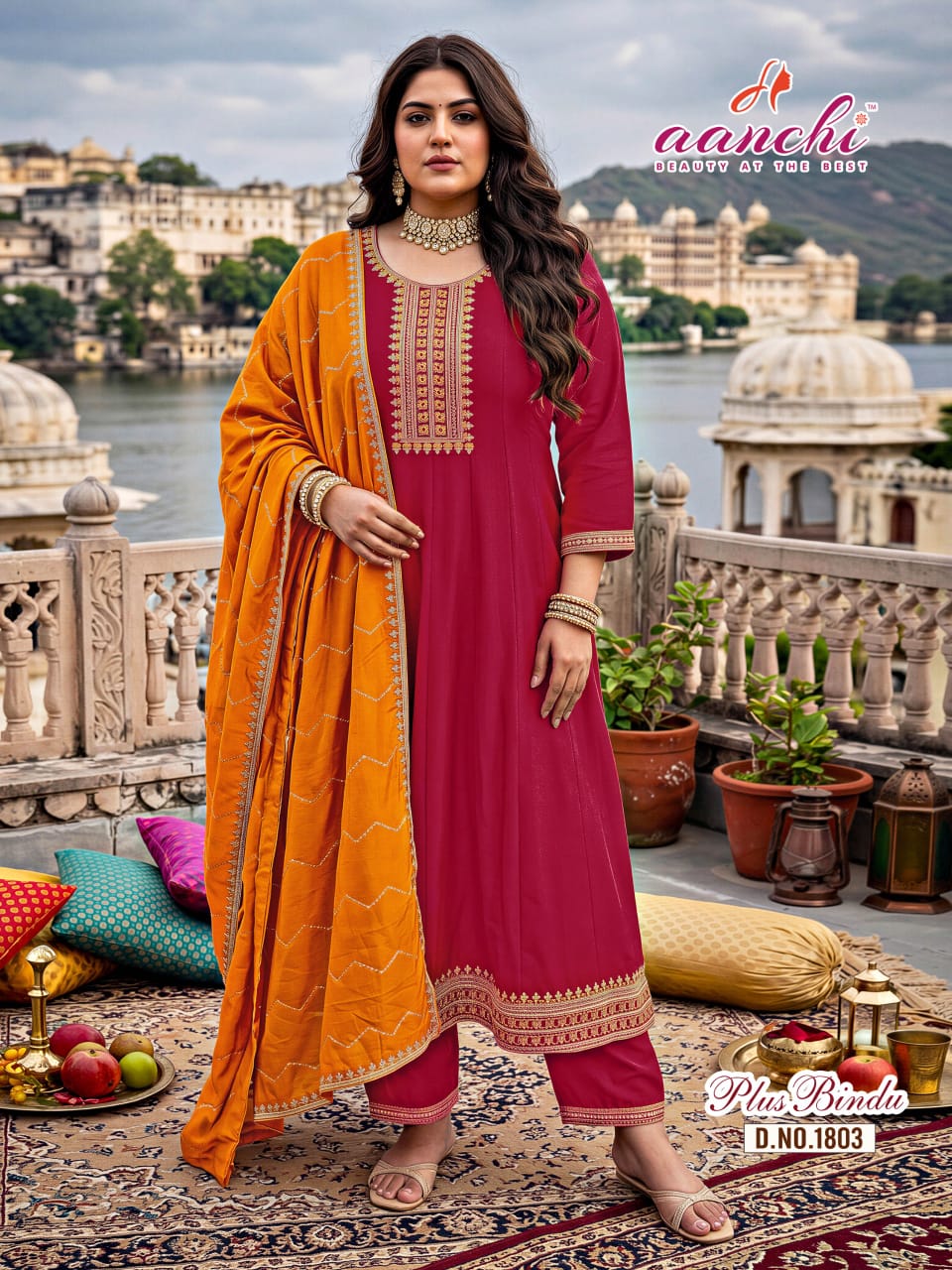 Plus Bindu Aanchi Vichitra Silk Readymade Anarkali Suits Manufacturer Ahmedabad