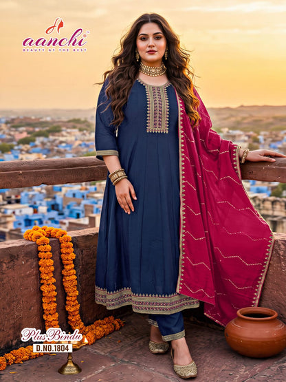 Plus Bindu Aanchi Vichitra Silk Readymade Anarkali Suits Manufacturer Ahmedabad