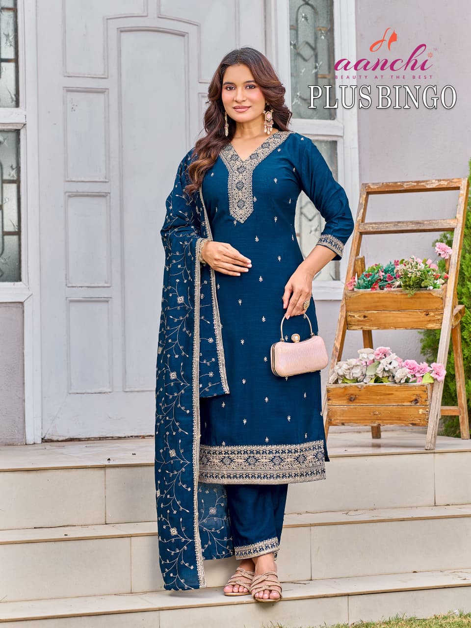 Plus Bingo Aanchi Vichitra Silk Readymade Pant Style Suits Manufacturer Gujarat