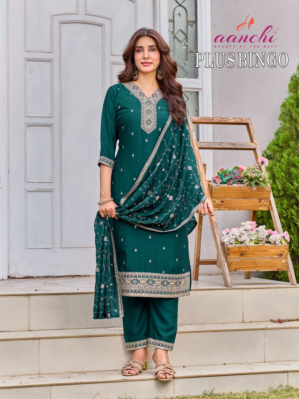 Plus Bingo Aanchi Vichitra Silk Readymade Pant Style Suits Manufacturer Gujarat