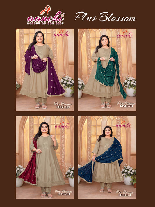 Plus Blossom Aanchi Vichitra Silk Readymade Anarkali Suits Manufacturer