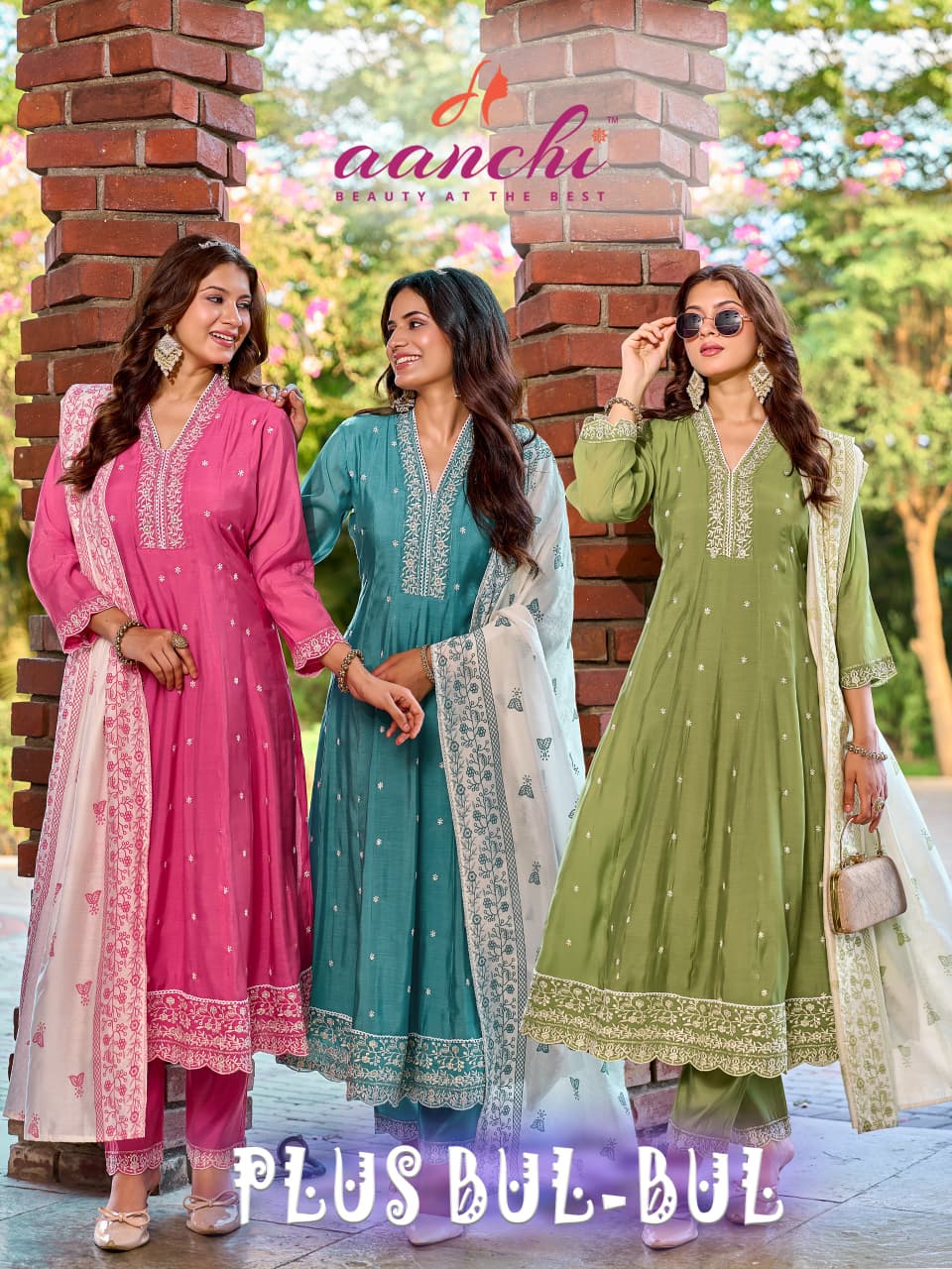 Plus Bul Bul Aanchi Mul Chanderi Readymade Anarkali Suits Exporter Ahmedabad