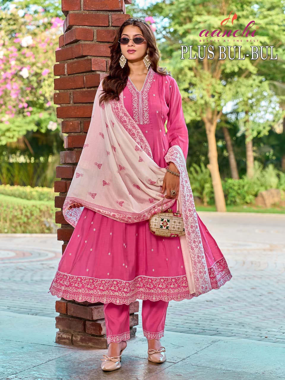 Plus Bul Bul Aanchi Mul Chanderi Readymade Anarkali Suits Exporter Ahmedabad