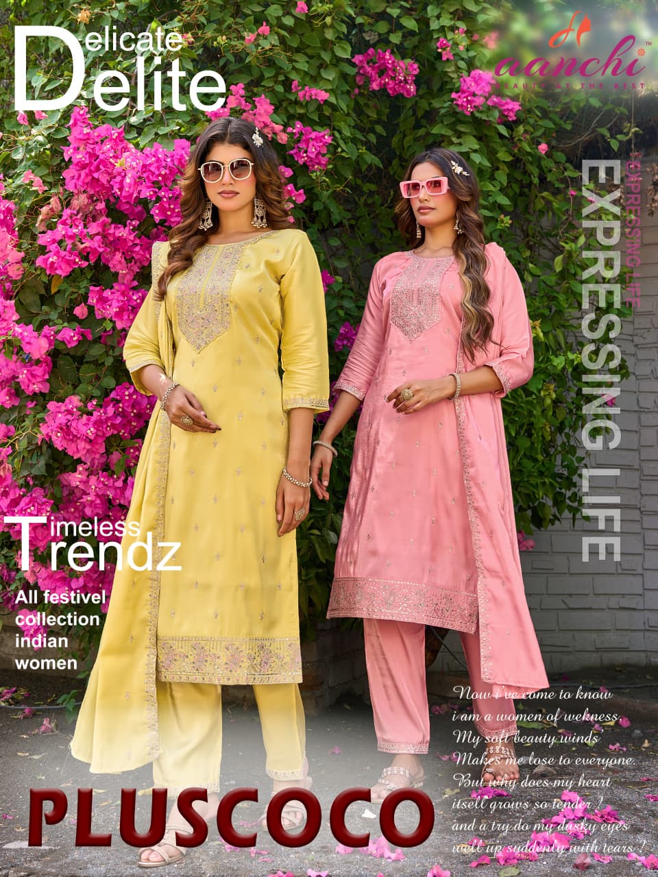 Plus Coco Aanchi Glass Roman Readymade Pant Style Suits Wholesaler Ahmedabad