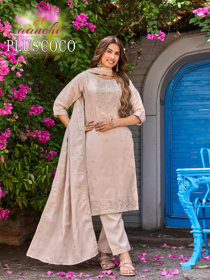 Plus Coco Aanchi Glass Roman Readymade Pant Style Suits Wholesaler Ahmedabad