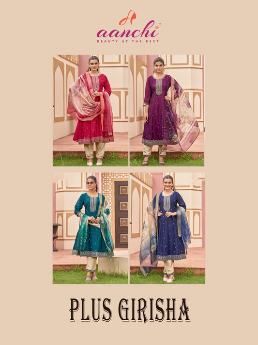 Plus Girisha Aanchi Vichitra Silk Readymade Pant Style Suits Wholesaler Ahmedabad