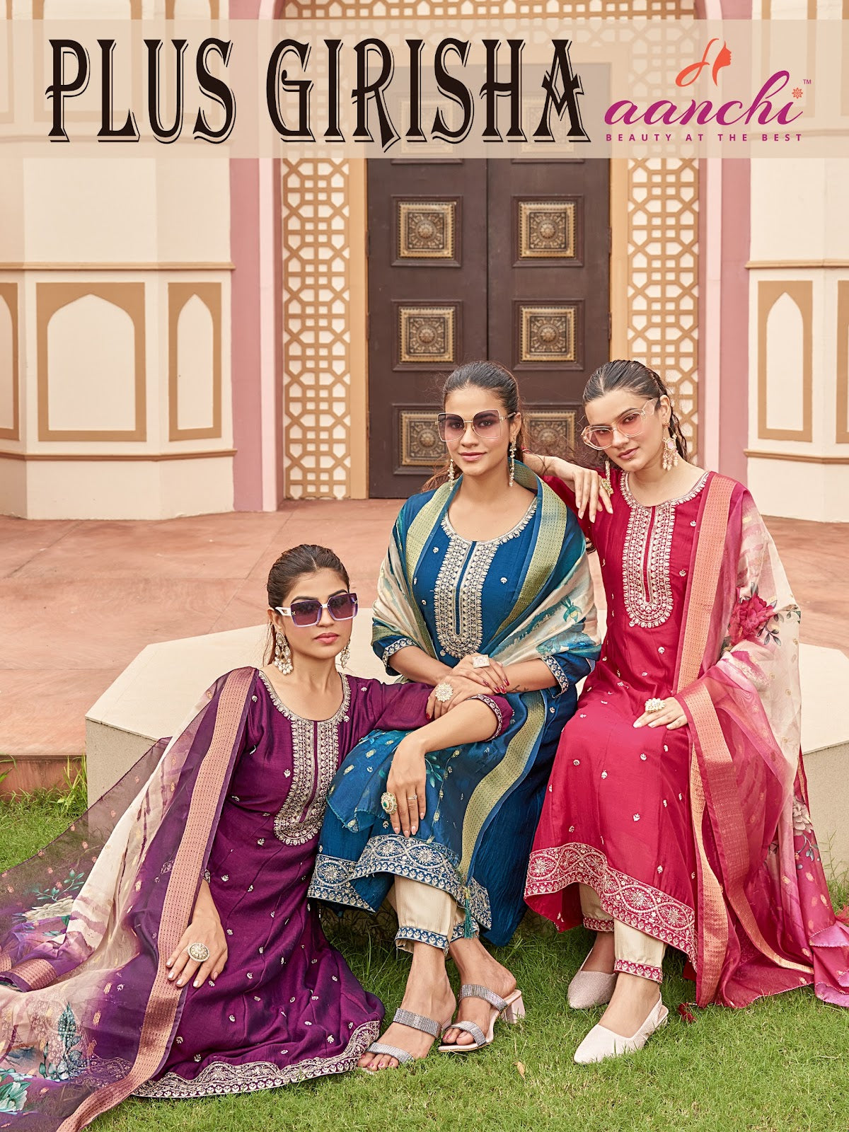 Plus Girisha Aanchi Vichitra Silk Readymade Pant Style Suits Wholesaler Ahmedabad