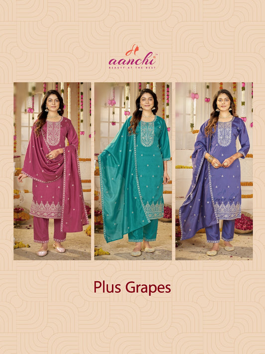 Plus Grapes Aanchi Vichitra Silk Readymade Pant Style Suits Manufacturer
