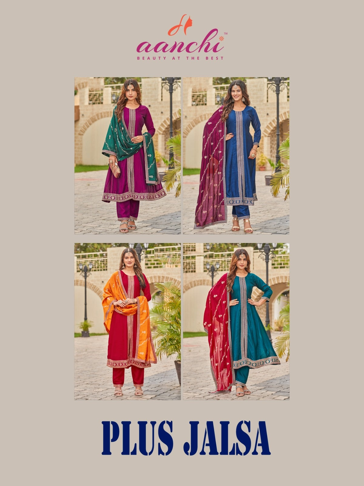 Plus Jalsa Aanchi Vichitra Silk Readymade Suits Exporter India