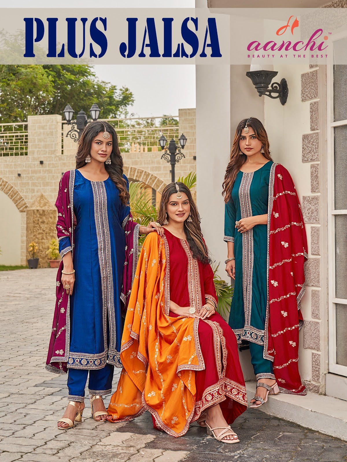 Plus Jalsa Aanchi Vichitra Silk Readymade Suits Exporter India