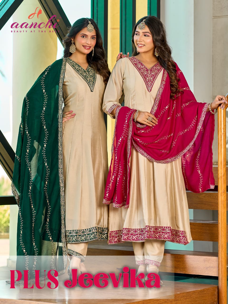 Plus Jeevika Aanchi Vichitra Silk Readymade Anarkali Suits Supplier India