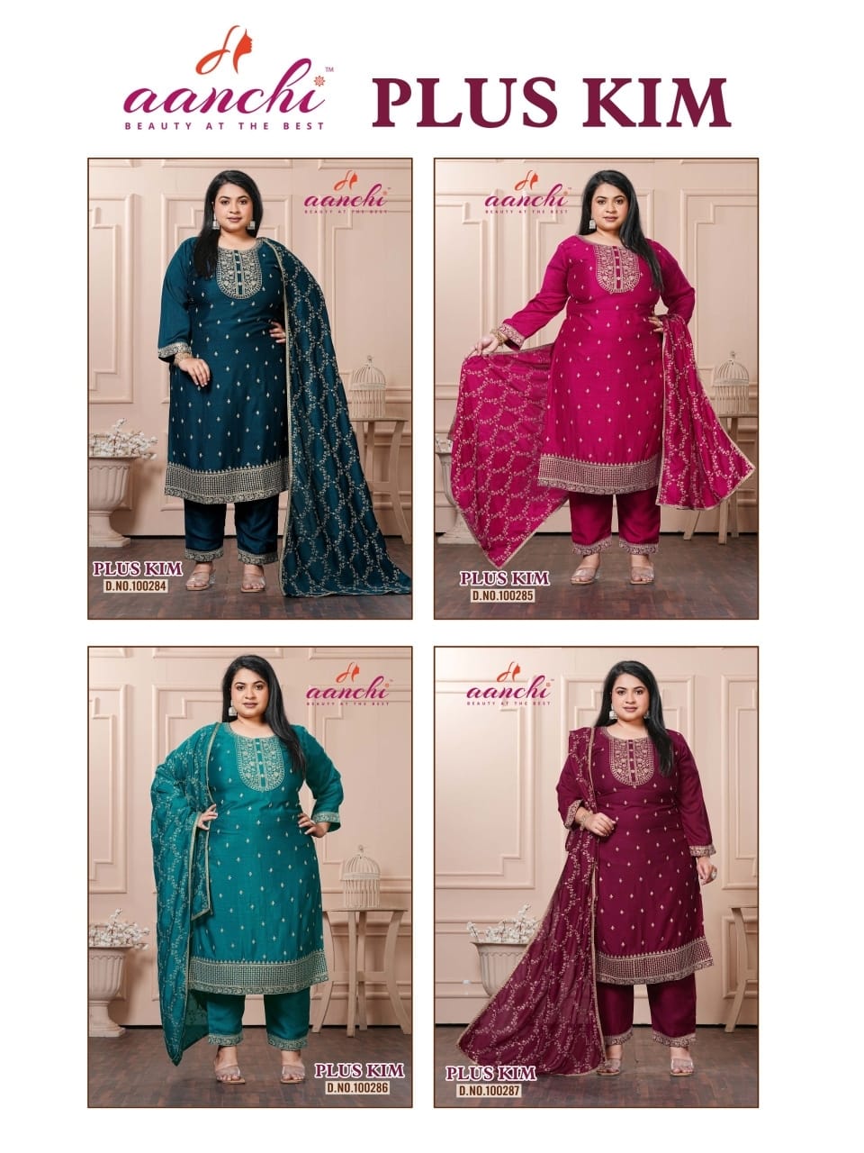 Plus Kim Aanchi Vichitra Silk Readymade Pant Style Suits Exporter Ahmedabad