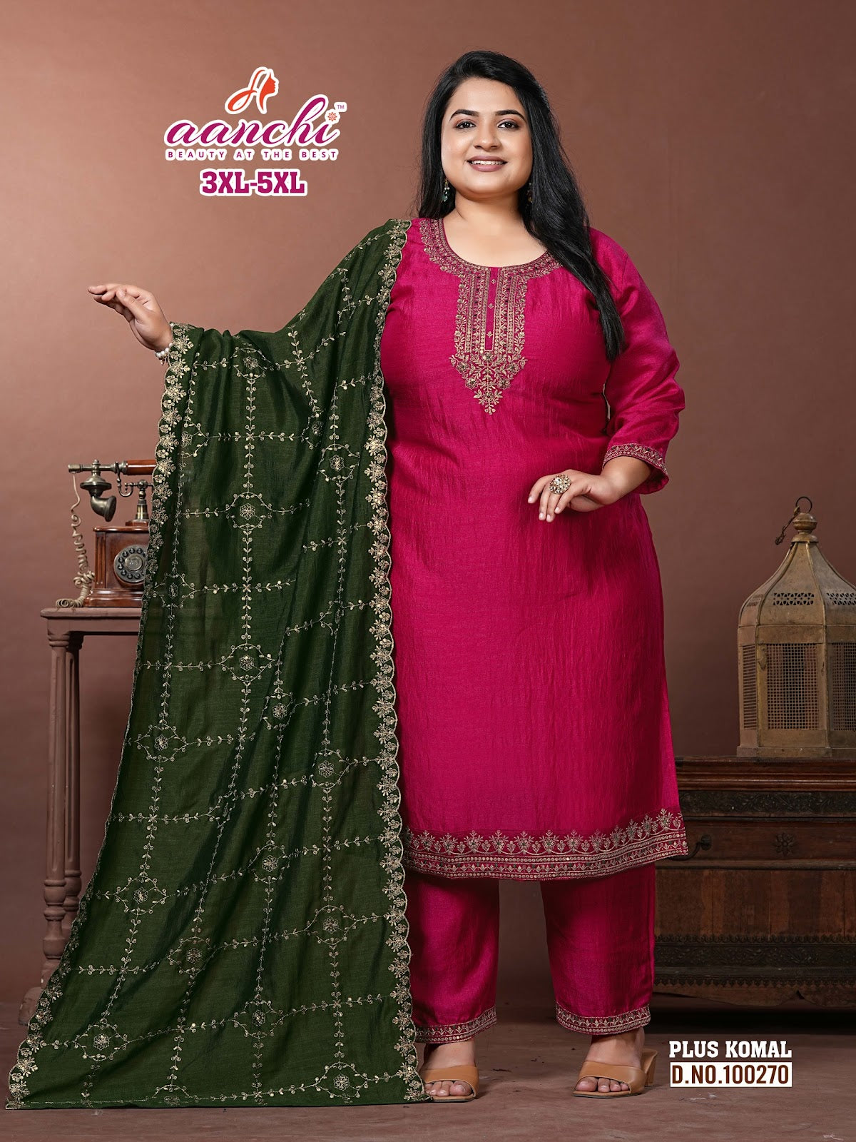 Plus Komal Aanchi Vichitra Silk Readymade Pant Style Suits Wholesale