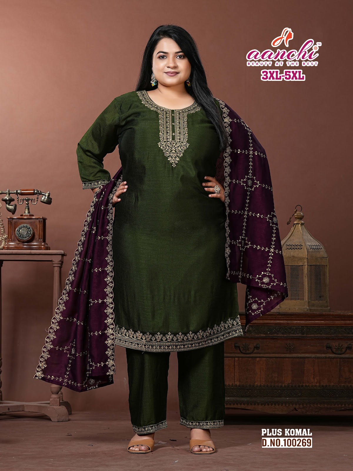 Plus Komal Aanchi Vichitra Silk Readymade Pant Style Suits Wholesale