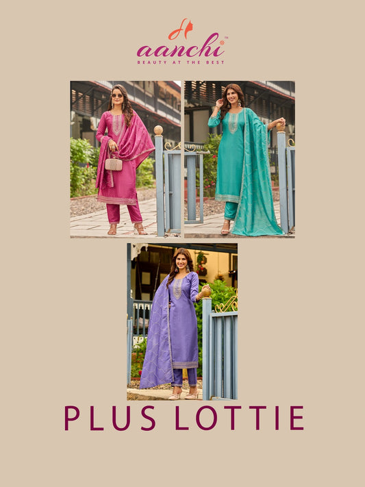Plus Lottie Aanchi Vichitra Silk Readymade Pant Style Suits Exporter