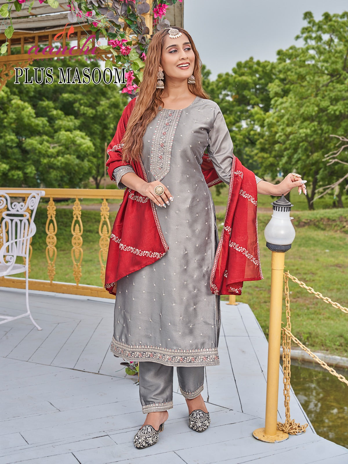 Plus Masoom Aanchi Silk Readymade Pant Style Suits Wholesale