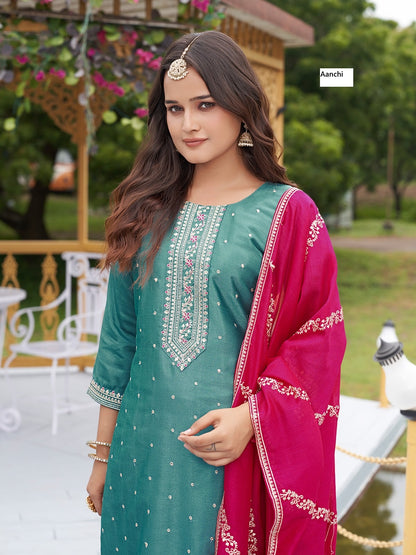 Plus Masoom Aanchi Silk Readymade Pant Style Suits Wholesale