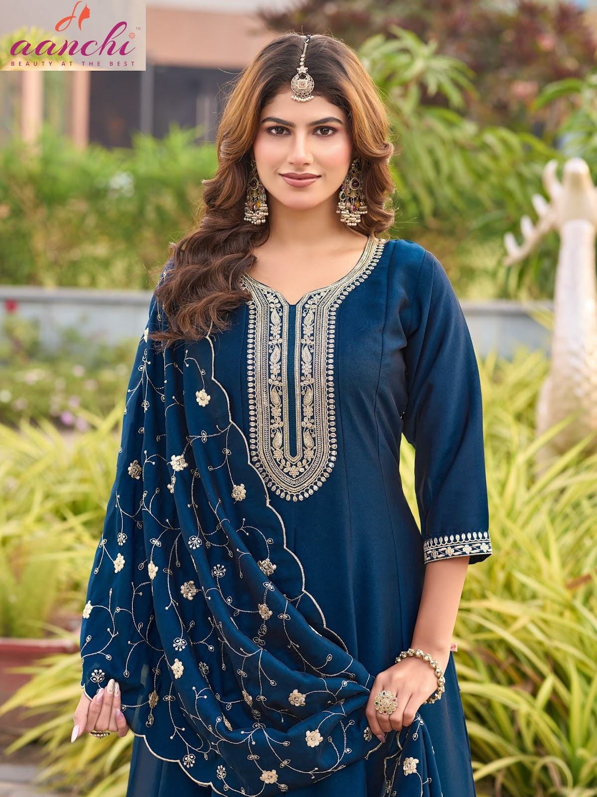 Plus Munch Aanchi Crystal Silk Readymade Anarkali Suits Exporter India