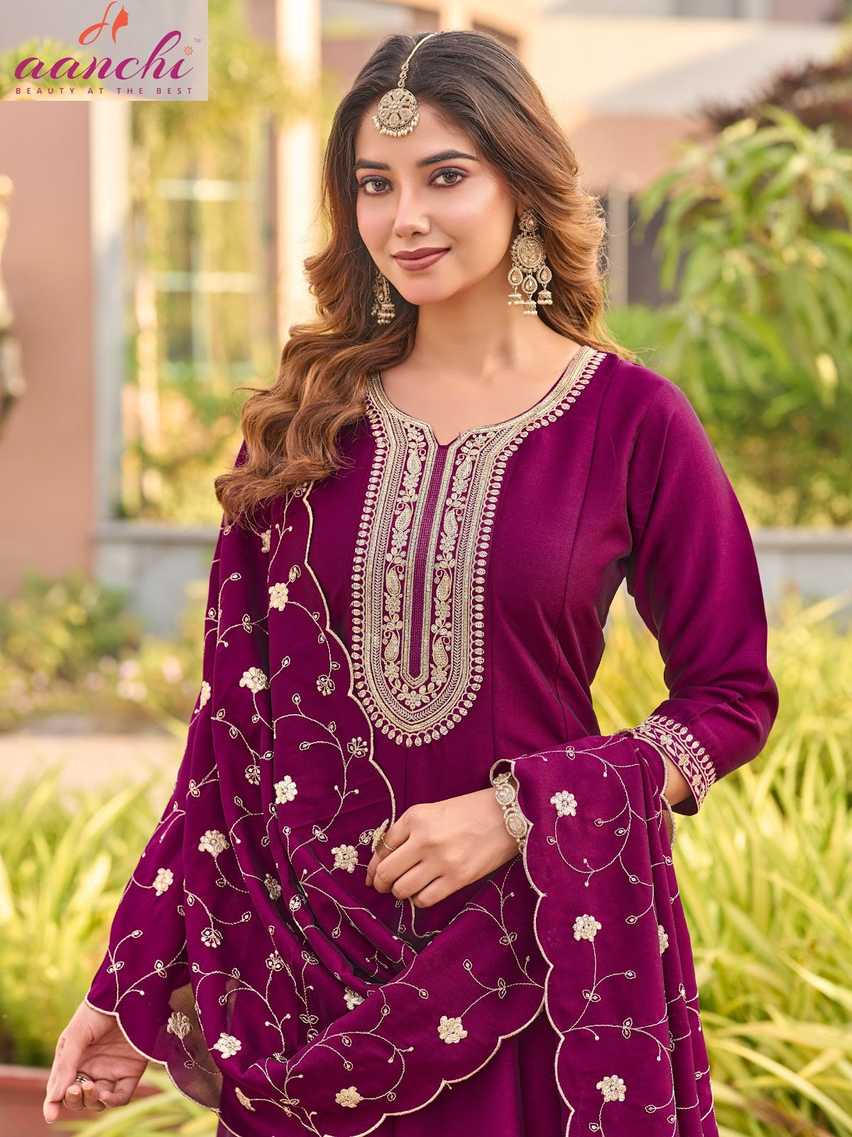 Plus Munch Aanchi Crystal Silk Readymade Anarkali Suits Exporter India