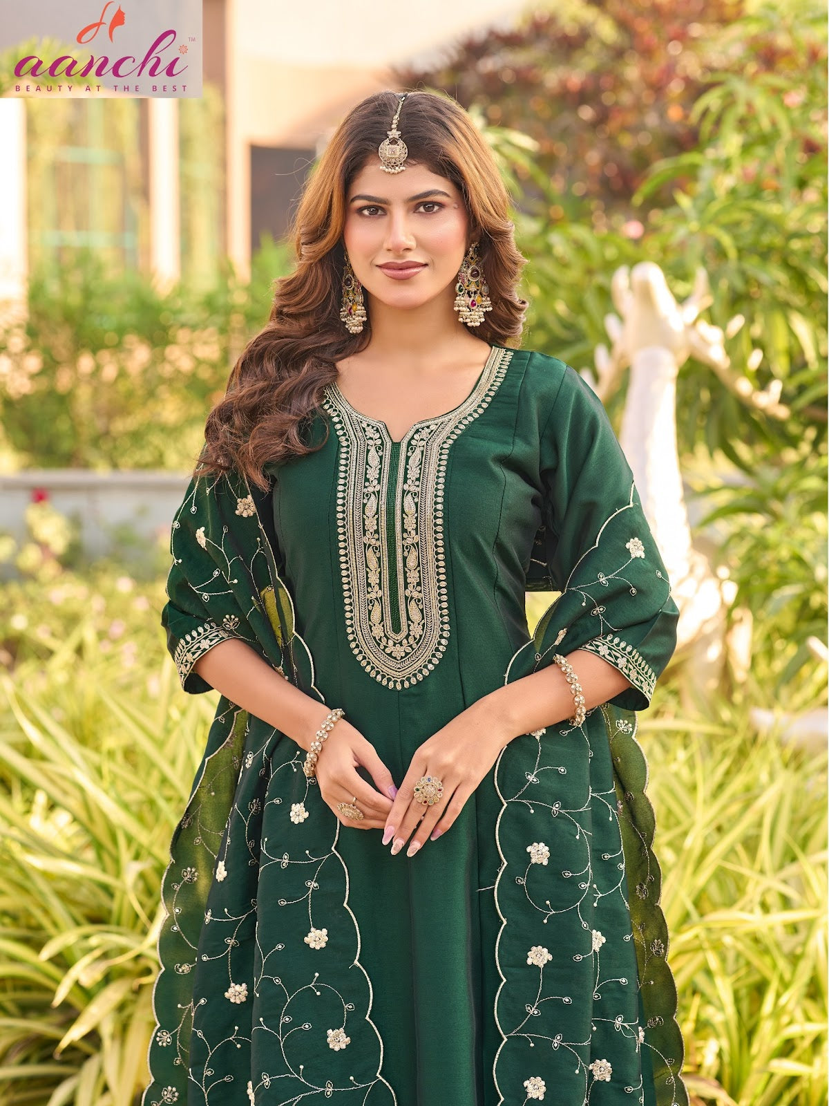 Plus Munch Aanchi Crystal Silk Readymade Anarkali Suits Exporter India