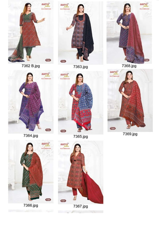 Plus Princess Vol 2 Aarvi Fashions Cotton Readymade Pant Style Suits Exporter