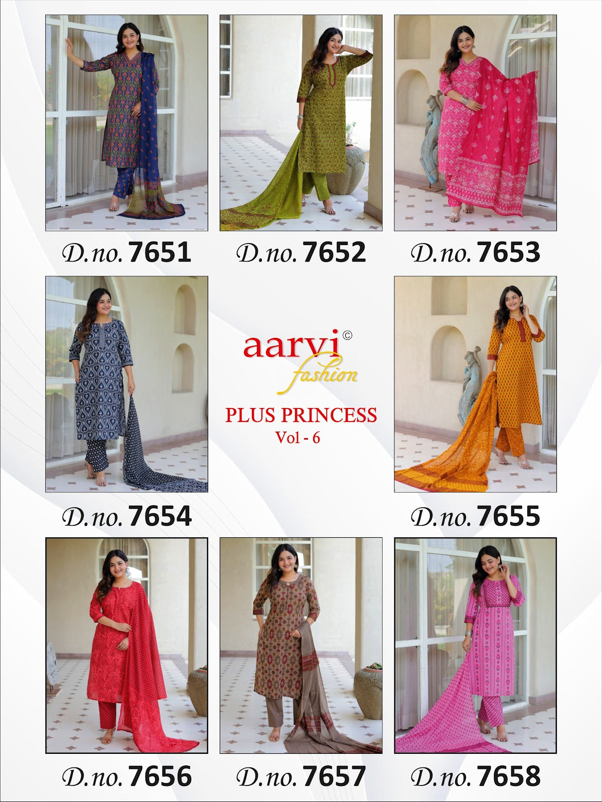 Plus Princess Vol 6 Aarvi Fashions Readymade Cotton Pant Suits Manufacturer Ahmedabad
