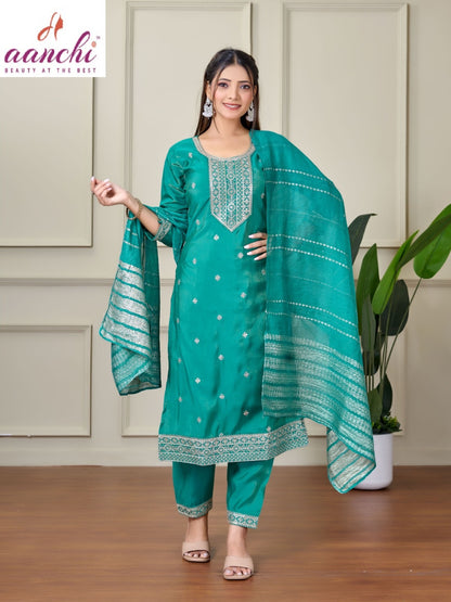 Plus Rachna Aanchi Roman Simmer Readymade Pant Style Suits Wholesaler