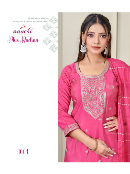 Plus Rachna Aanchi Roman Simmer Readymade Pant Style Suits Wholesaler