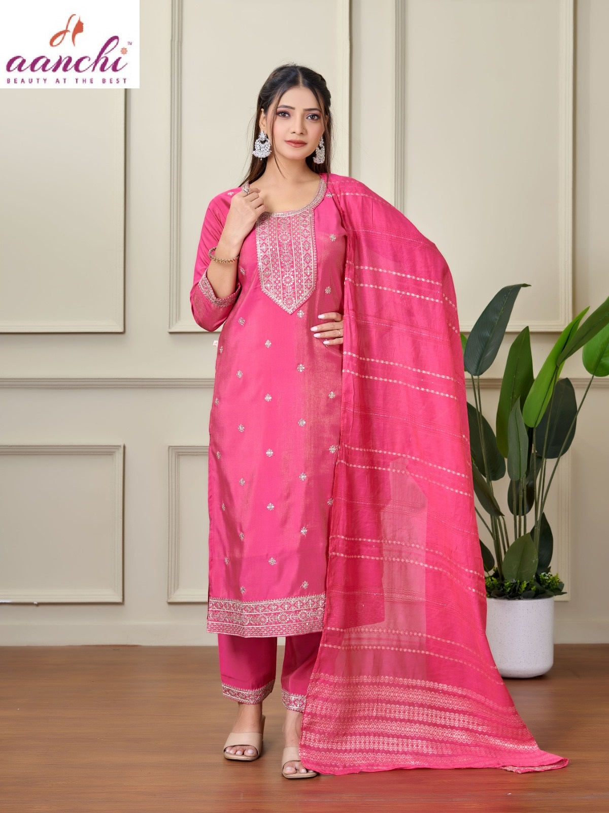 Plus Rachna Aanchi Roman Simmer Readymade Pant Style Suits Wholesaler