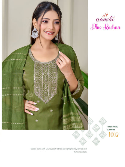 Plus Rachna Aanchi Roman Simmer Readymade Pant Style Suits Wholesaler