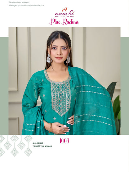 Plus Rachna Aanchi Roman Simmer Readymade Pant Style Suits Wholesaler