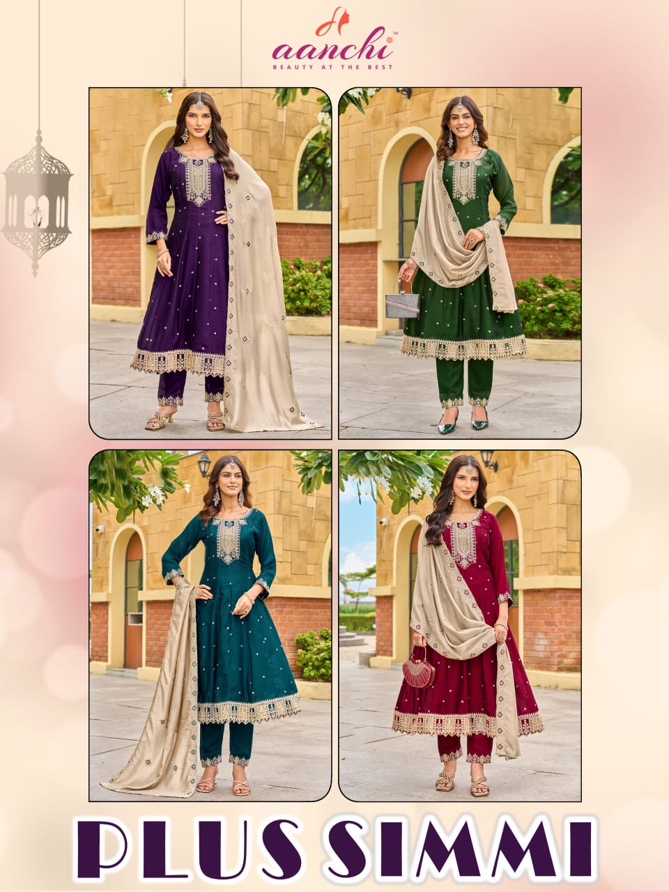 Plus Simmi Aanchi Vichitra Silk Readymade Anarkali Suits Manufacturer Gujarat