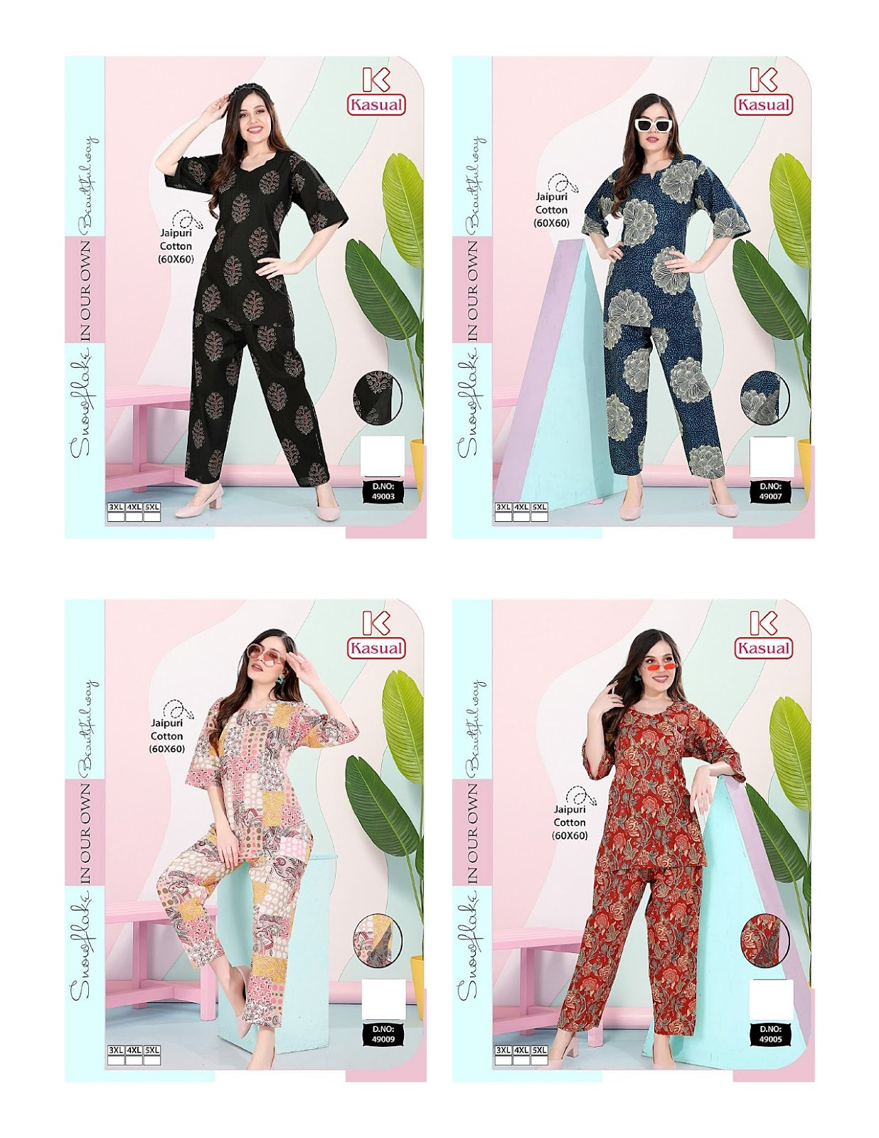 Plus Size 1308 Kasual Jaipuri Co Ord Set Exporter